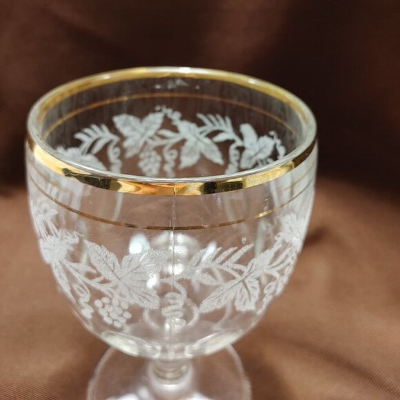 2- Vintage Indiana Glass, Bartlett and Collins, White Grape & Leaf, Gold Trim - Picture 2 of 9